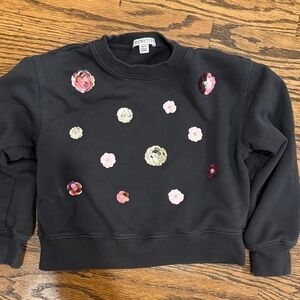Crewcuts Black Sweater with Colorful Floral Embellishments